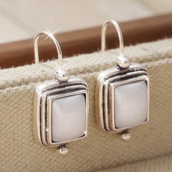 Elegant Bohemian Square Pearl Drop Earrings