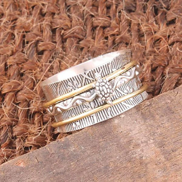 Vintage Turtle Silver Spinner Ring