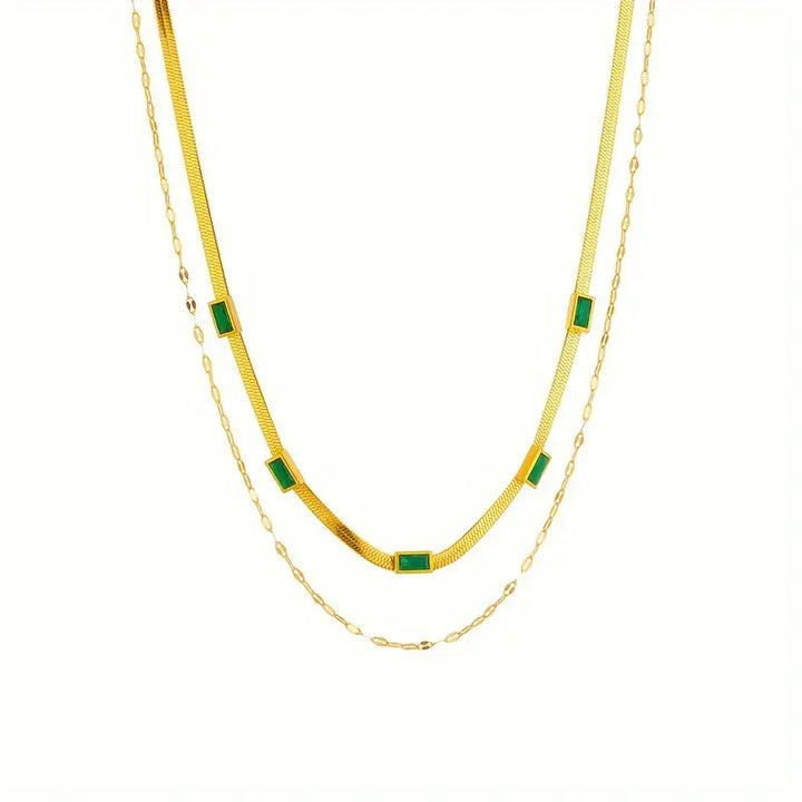 Sorella Gem Double-Layer Retro Necklace | Gold