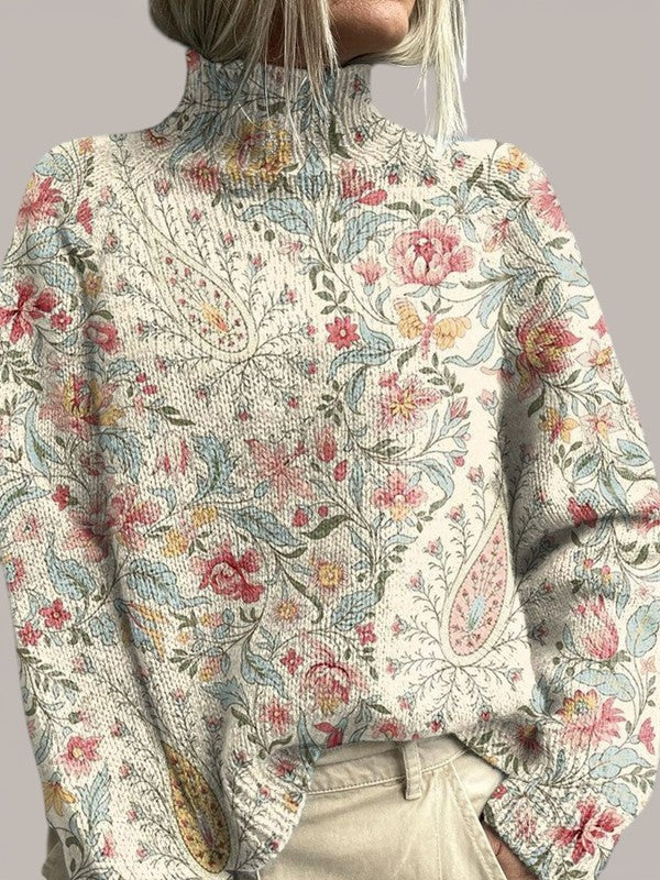 Bernadette | Pull paisley à col roulé