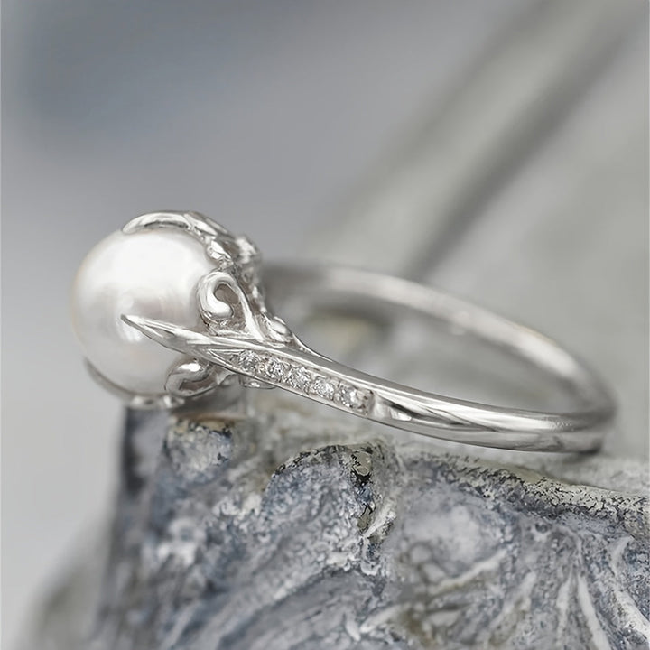 Vintage Pearl & Zirconia Latin Style Gold Plated Ring
