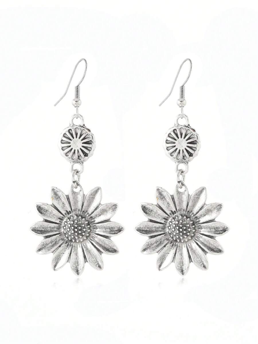 Vintage Bohemian Sunflower Pendant Earrings
