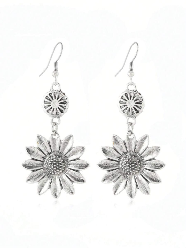 Vintage Bohemian Sunflower Pendant Earrings