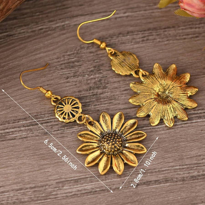 Vintage Bohemian Sunflower Pendant Earrings