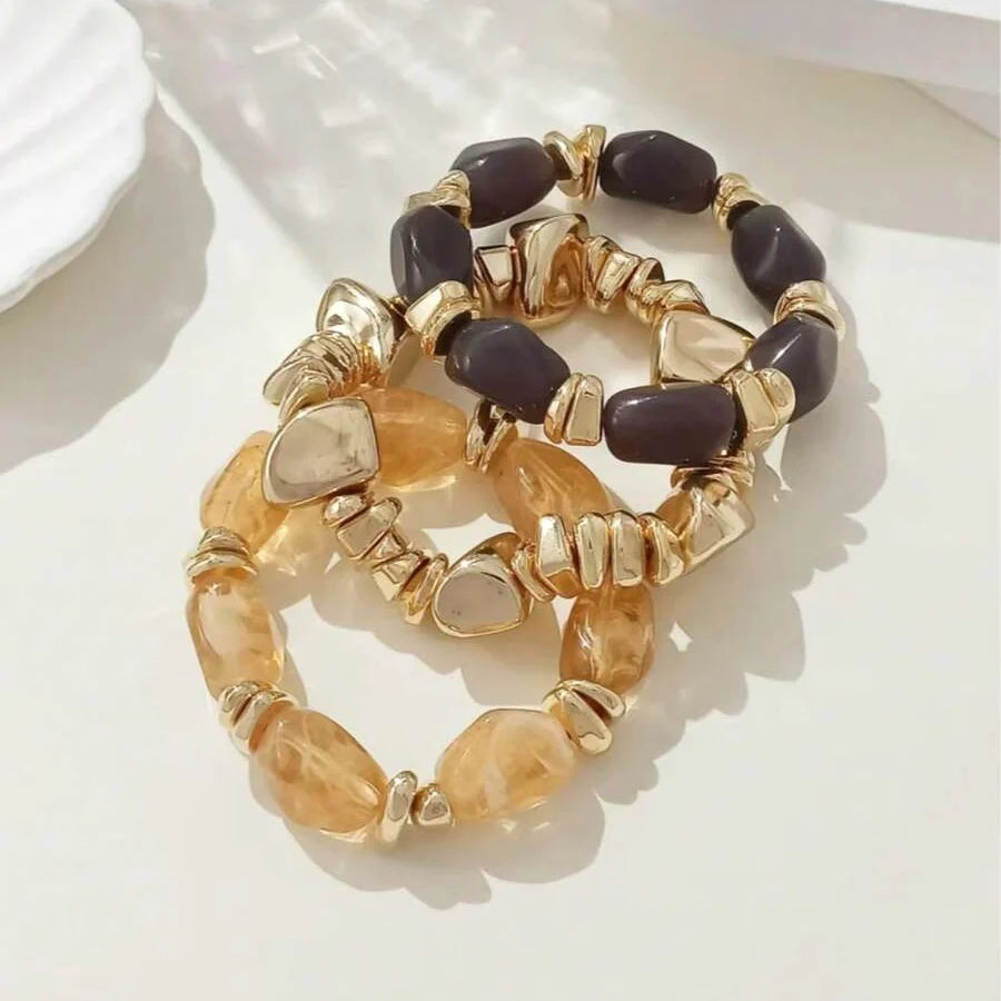 Bohemian Retro Geometric Thick Acrylic Beaded Bracelet