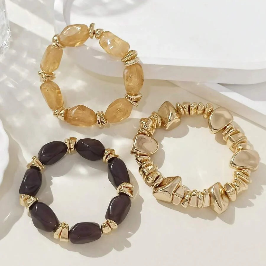 Bohemian Retro Geometric Thick Acrylic Beaded Bracelet