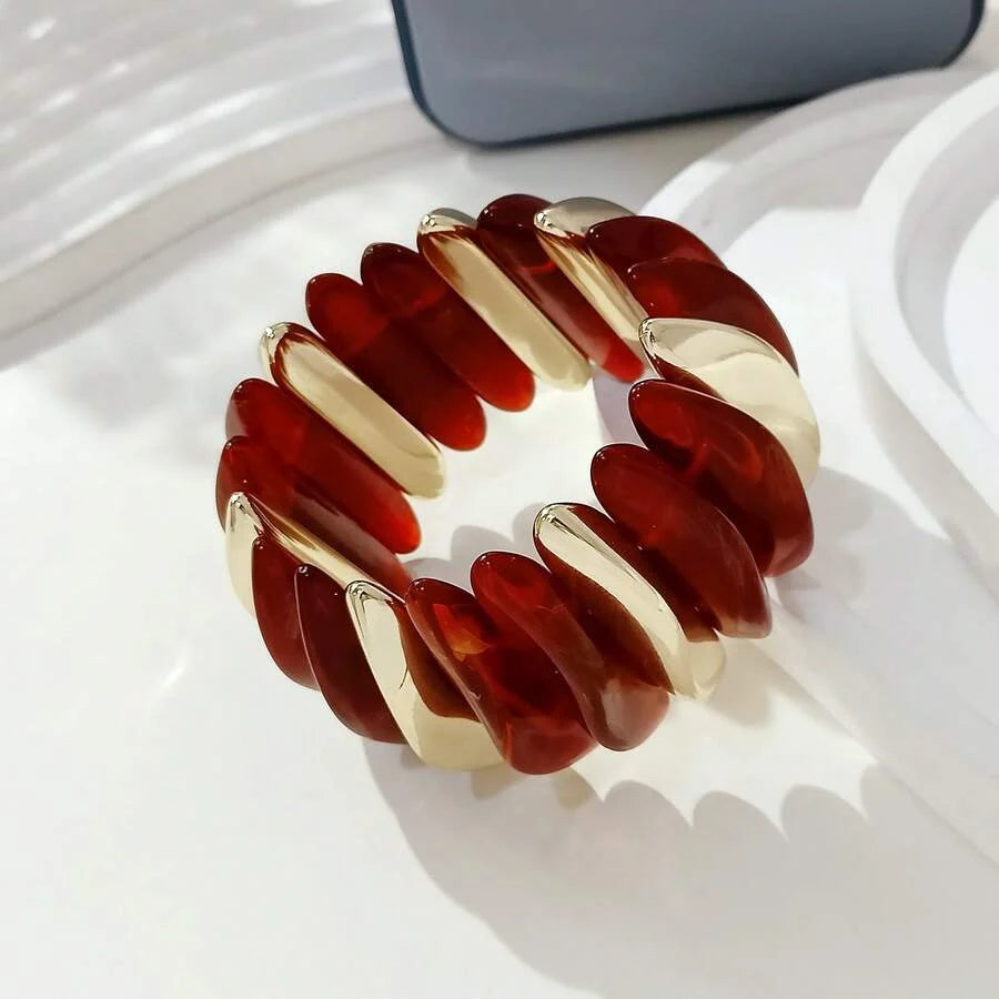 Bohemian Retro Geometric Thick Acrylic Beaded Bracelet