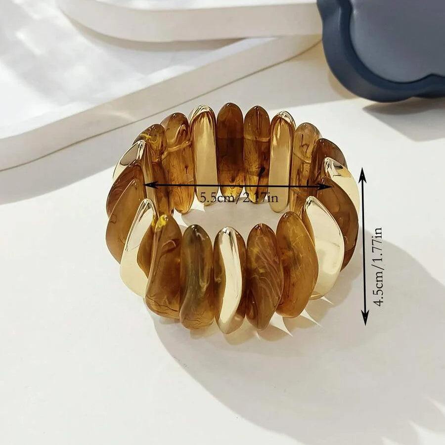 Bohemian Retro Geometric Thick Acrylic Beaded Bracelet