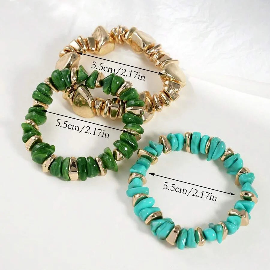 Bohemian Retro Geometric Thick Acrylic Beaded Bracelet