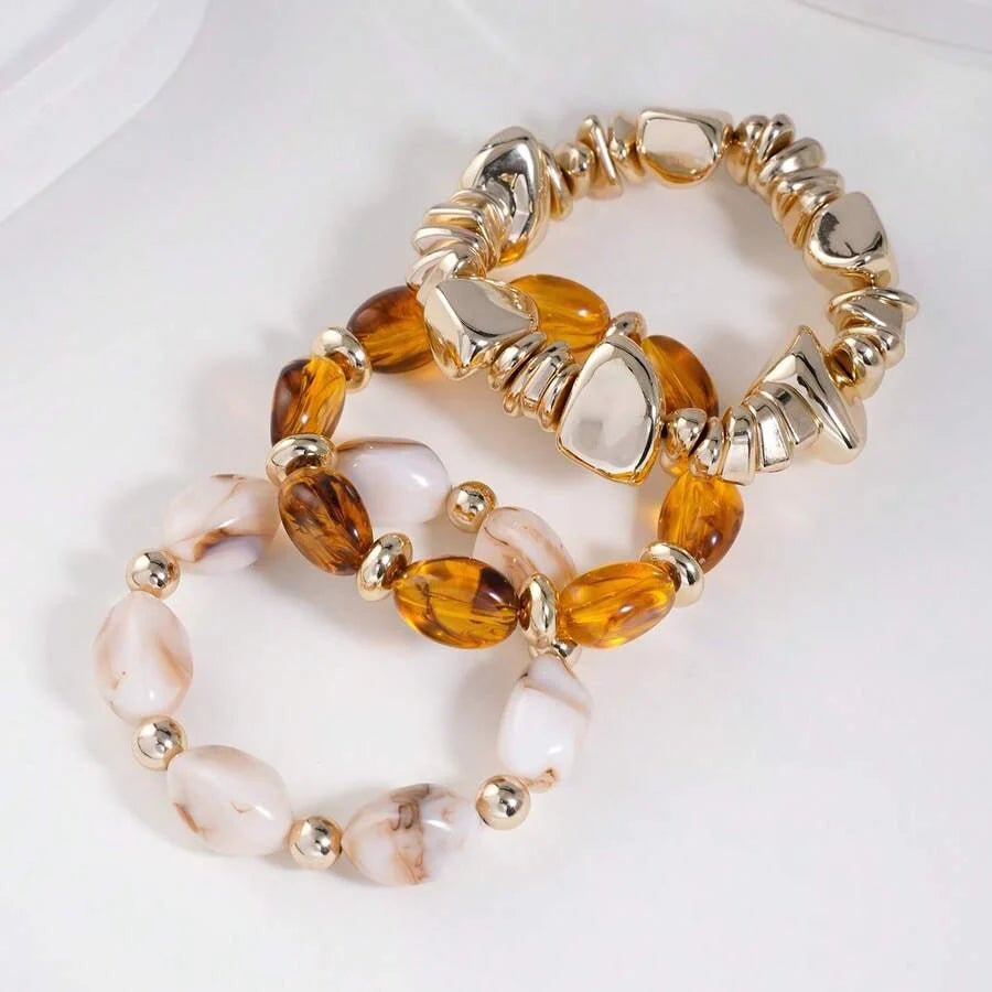 Bohemian Retro Geometric Thick Acrylic Beaded Bracelet