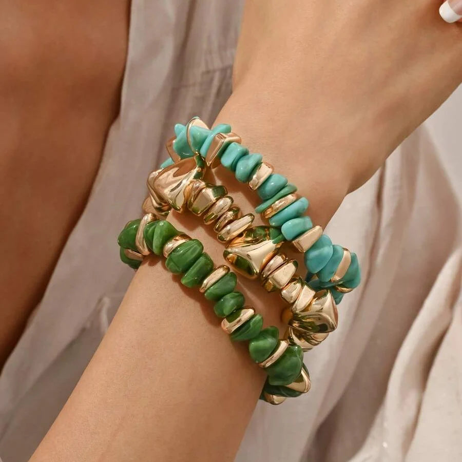 Bohemian Retro Geometric Thick Acrylic Beaded Bracelet
