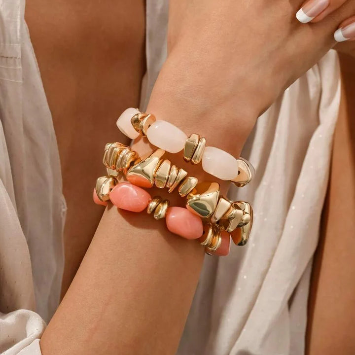 Bohemian Retro Geometric Thick Acrylic Beaded Bracelet