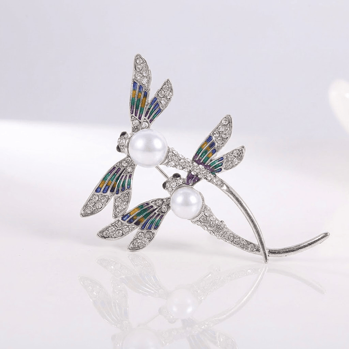 Elegant Vintage Dragonfly Pearl Brooch