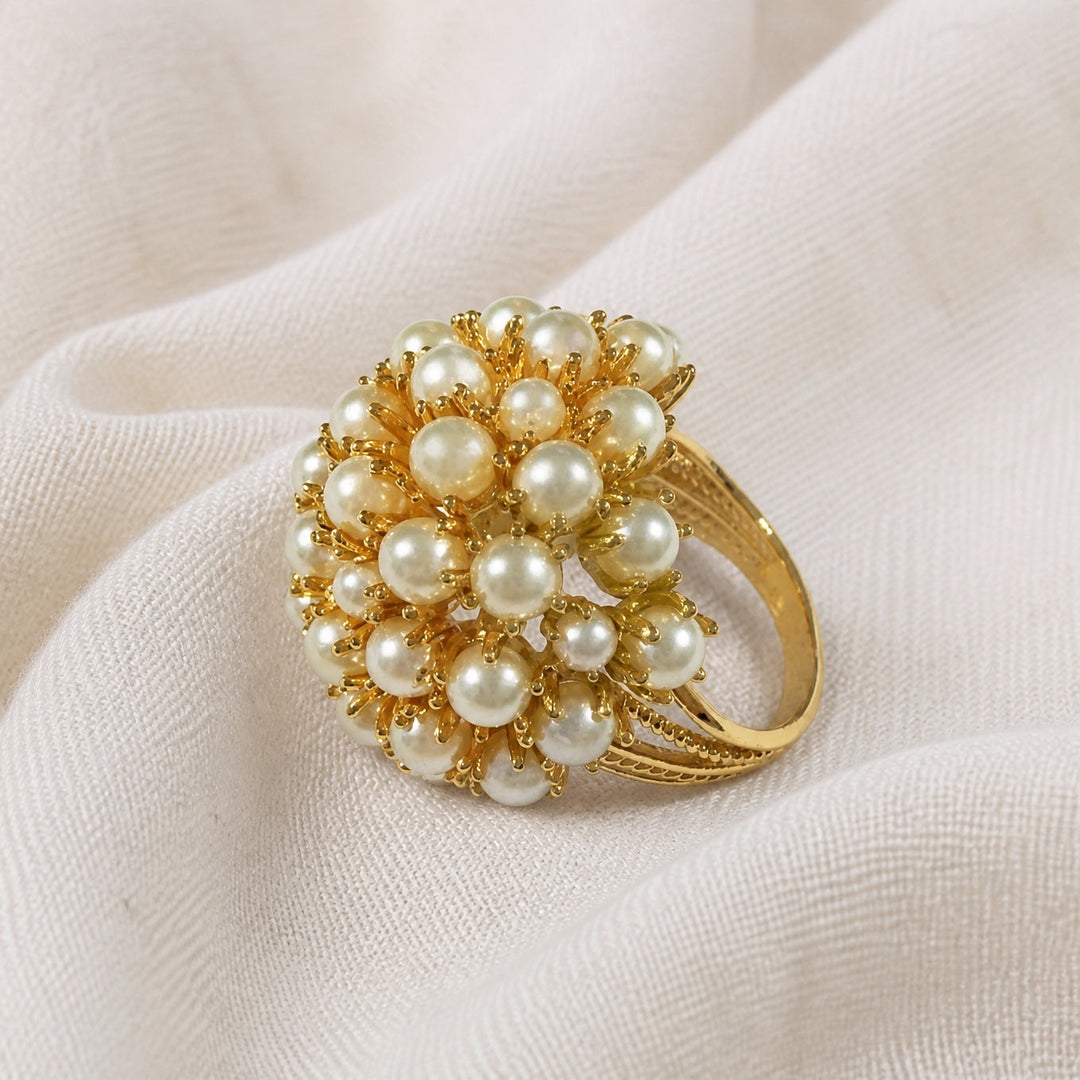 Handmade Inlaid Pearls Ring