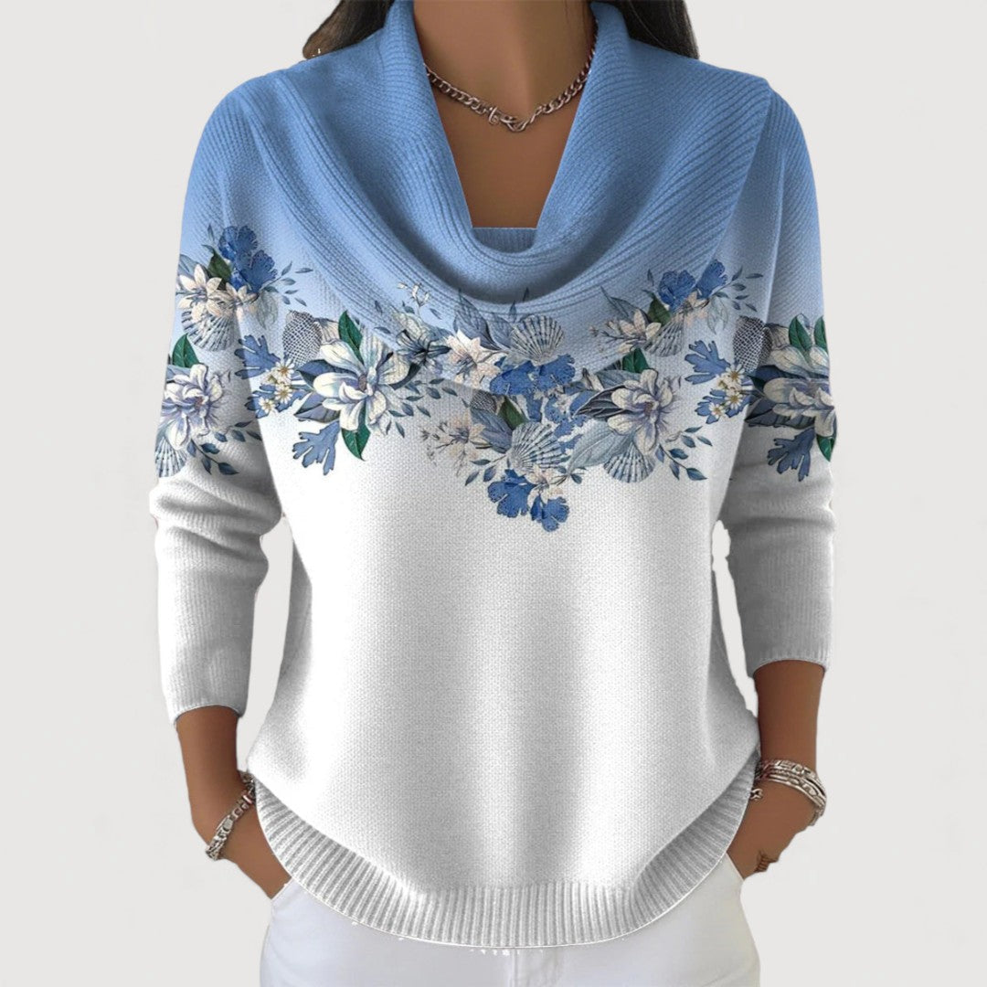 Firmine | Pull Fleuri Col Roulé