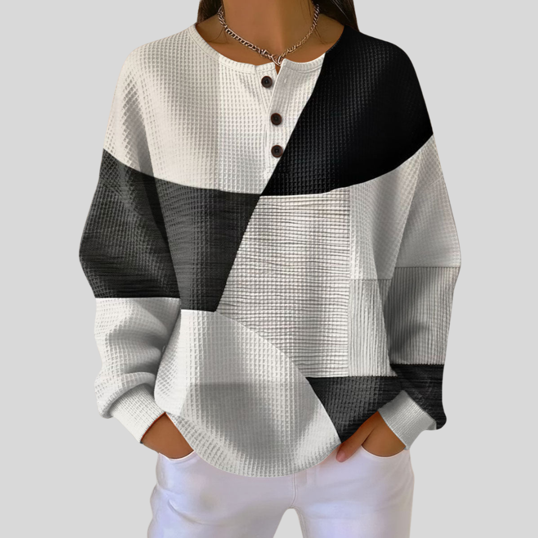 Antoinette | Pull Gaufré Col Henley