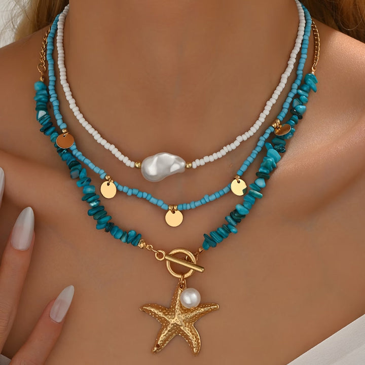 Premium Pearl and Turquoise Coastal Necklace