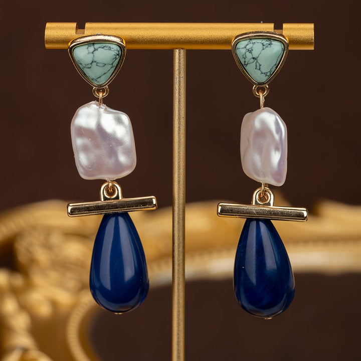 Luxe Turquoise Pearl Drop Earrings