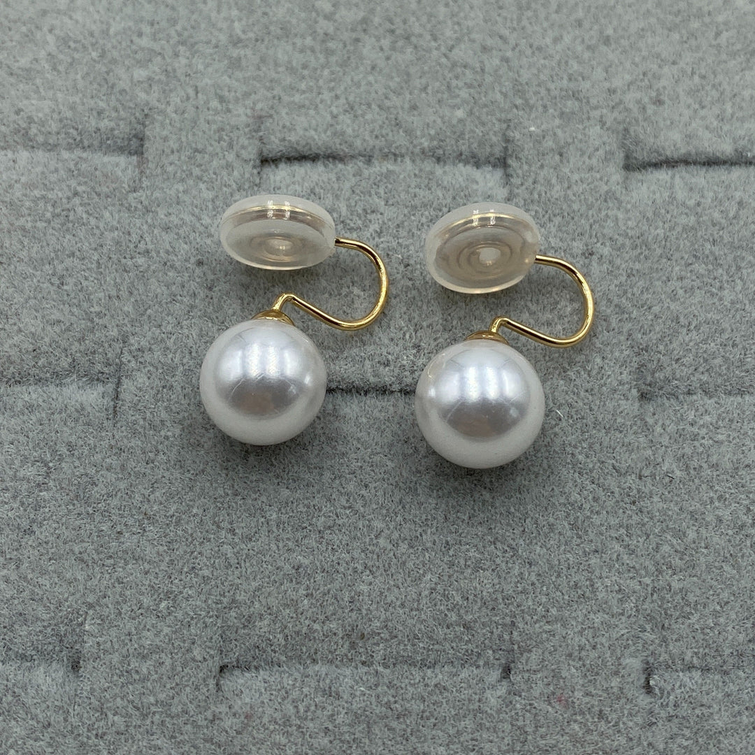 Vintage Round Pearl Clip Earrings