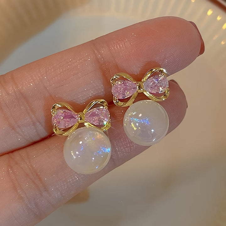 Elegant Bowtie Pearl Earrings