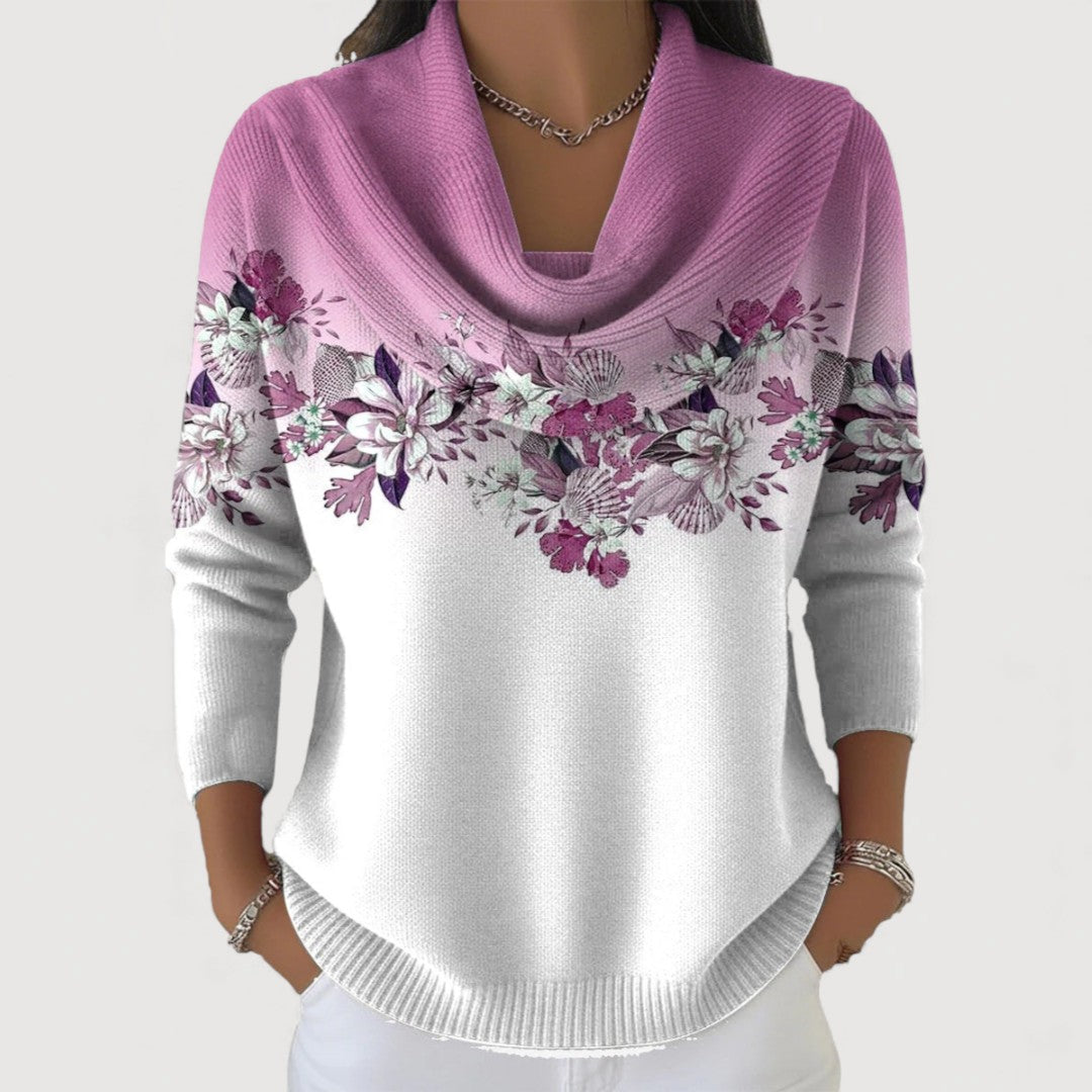 Firmine | Pull Fleuri Col Roulé