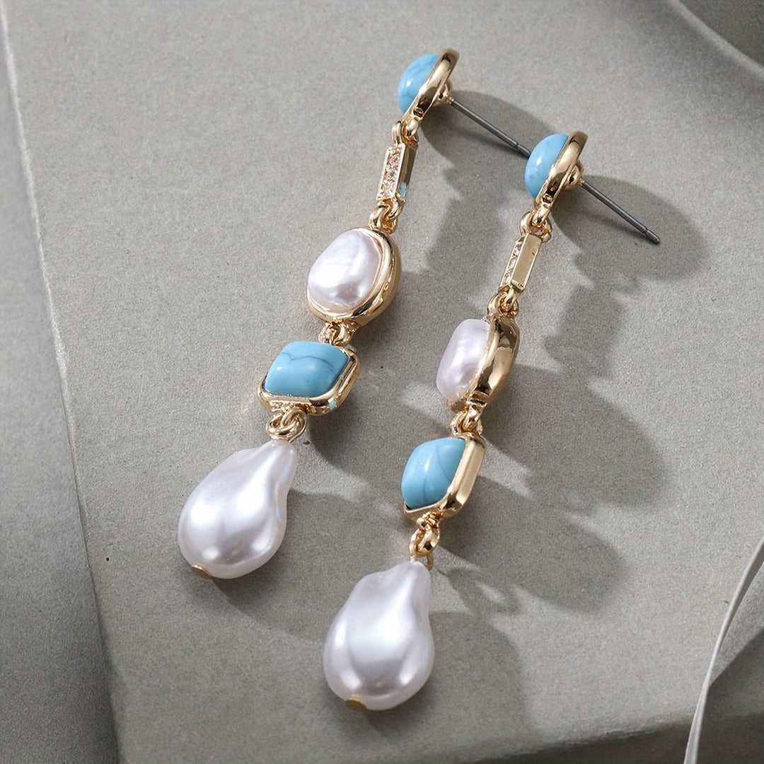 Statement Turquoise Pearl Earrings