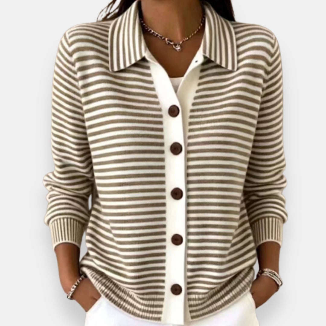 Nola striped button cardigan, front view