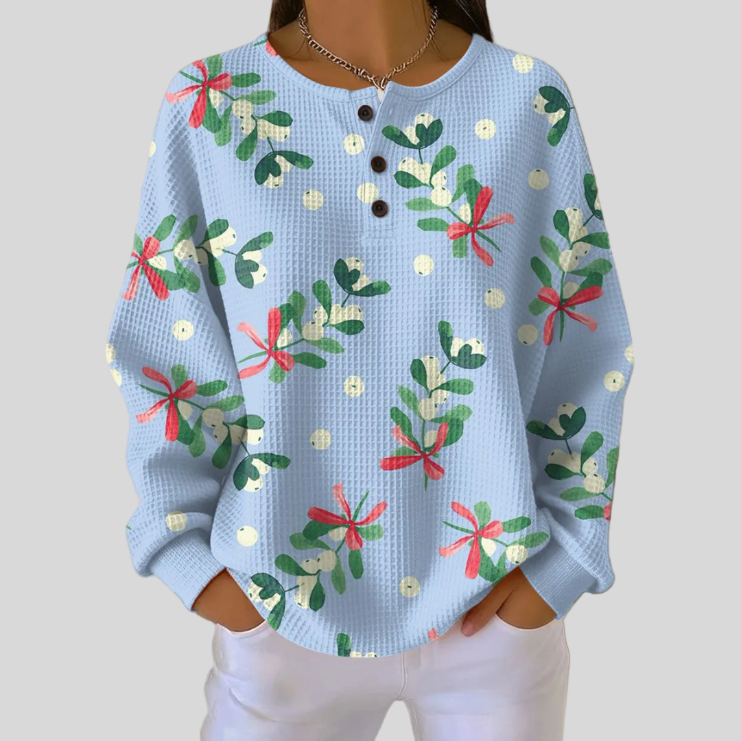 Geneviève | Pull Motif Noël Gaufré