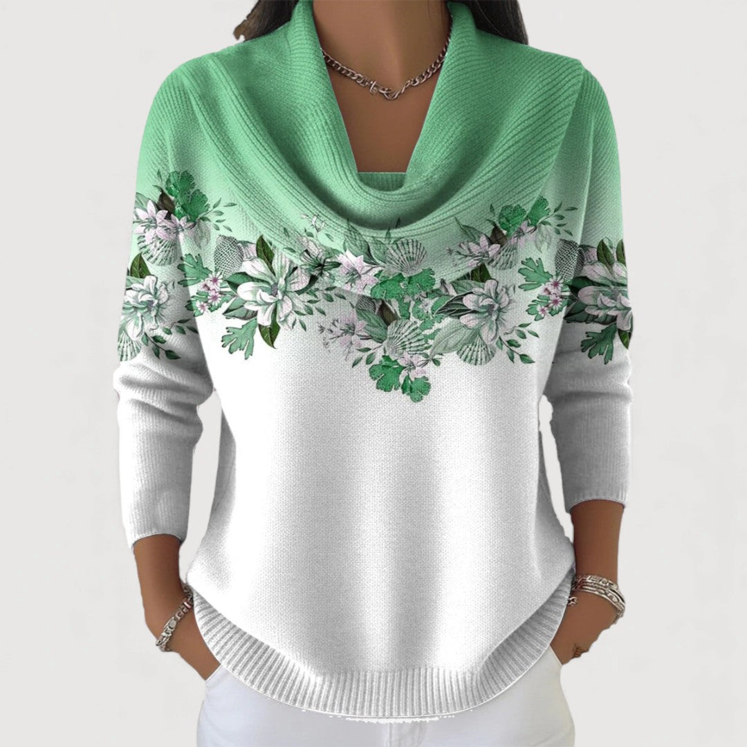 Firmine | Pull Fleuri Col Roulé