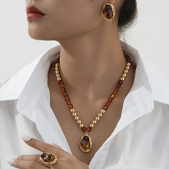 Golden Baroque Pearl Jewelry Set