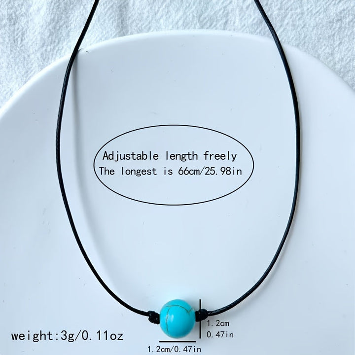 Bohemian Turquoise Stone Bead Adjustable Necklace