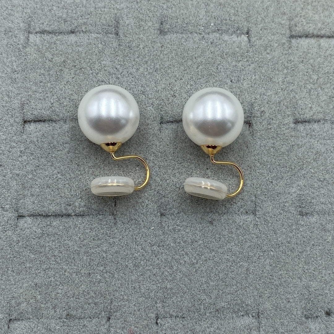 Vintage Round Pearl Clip Earrings