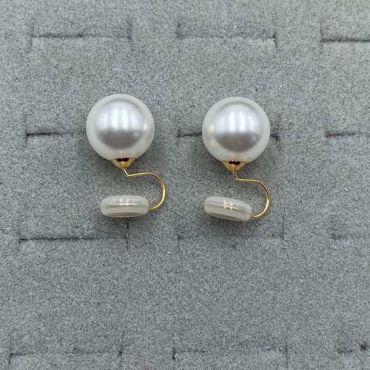 Vintage Round Pearl Clip Earrings