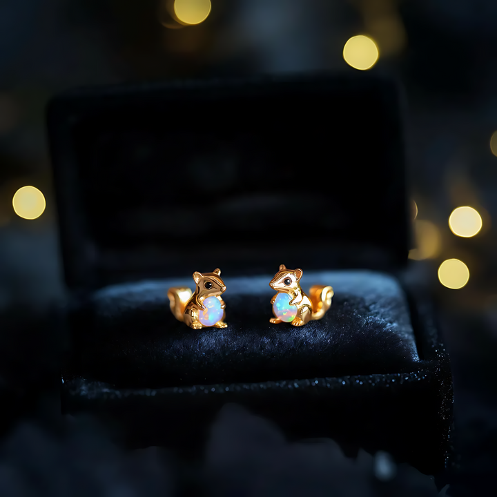 Squirrel Opal Stud Earrings
