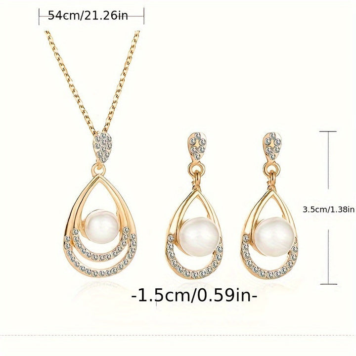 Encircled Pearl Drop Jewelry Set