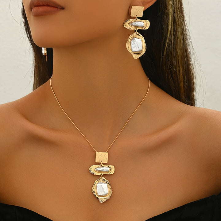 Elegant Pearl Mosaic Jewelry Set