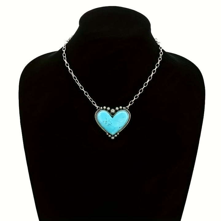 Bohemian Style Turquoise Heart Pendant Necklace