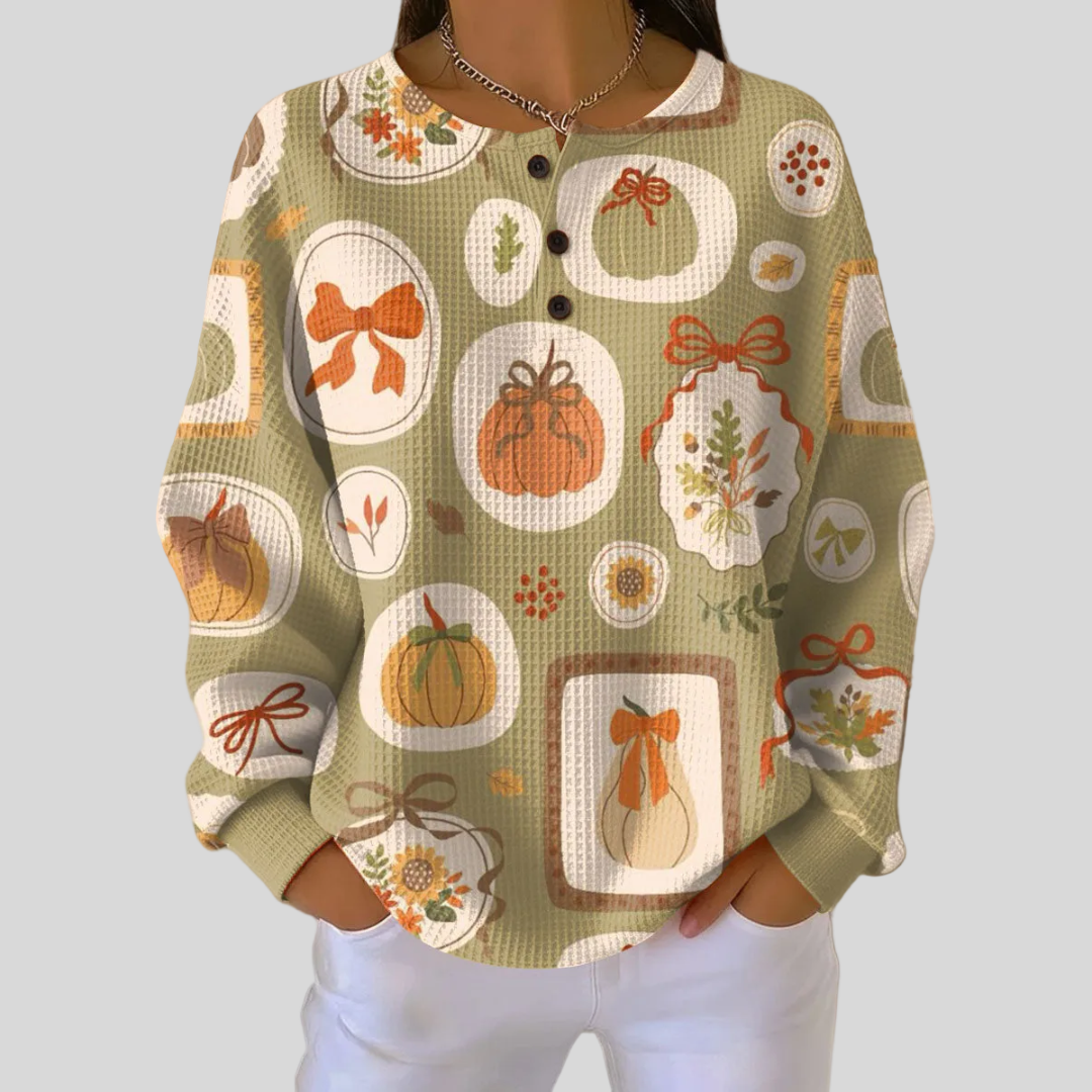 Josiane | Pull Motif Noœuds et Citrouilles