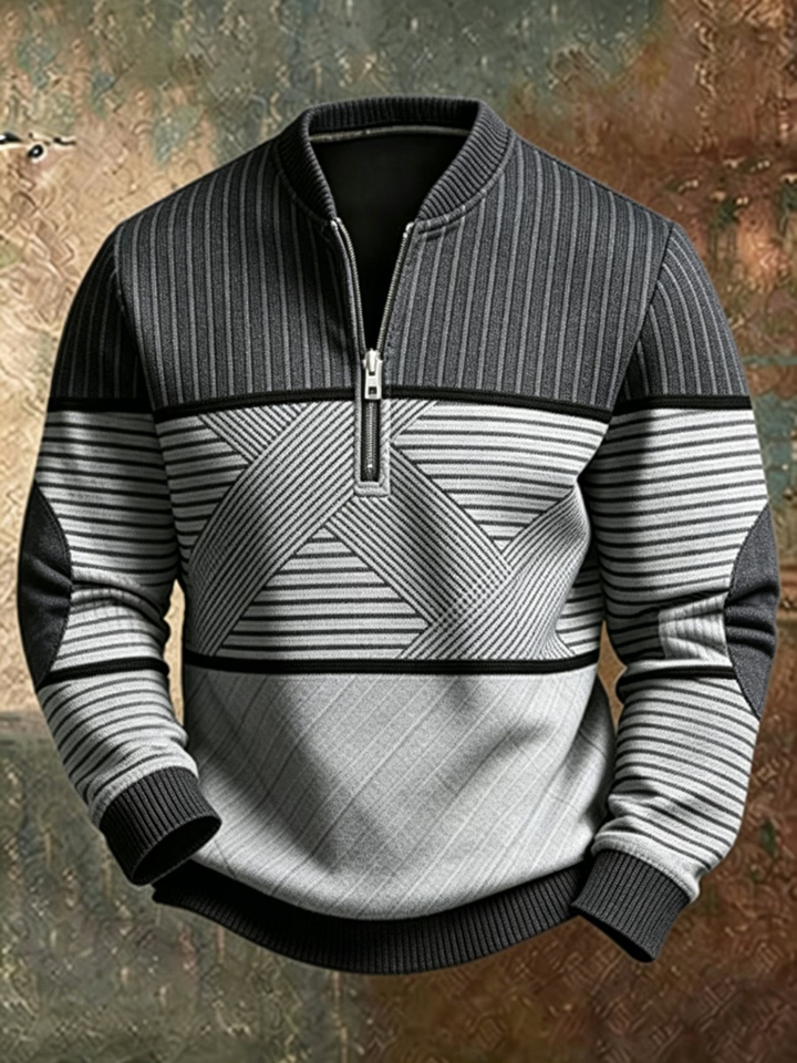 Viktor men's half-zip jumper, front view on a model