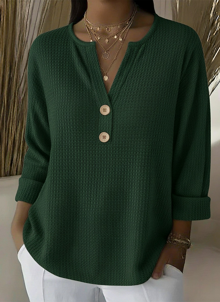 Joséphine | T-shirt Henley Gaufré à Boutons