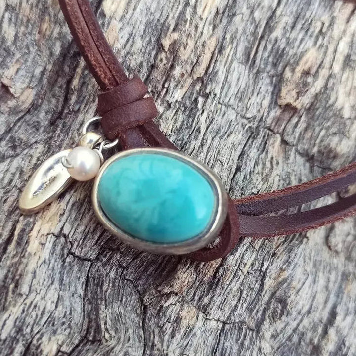 Vintage Turquoise Pearl Multi Layered Necklace