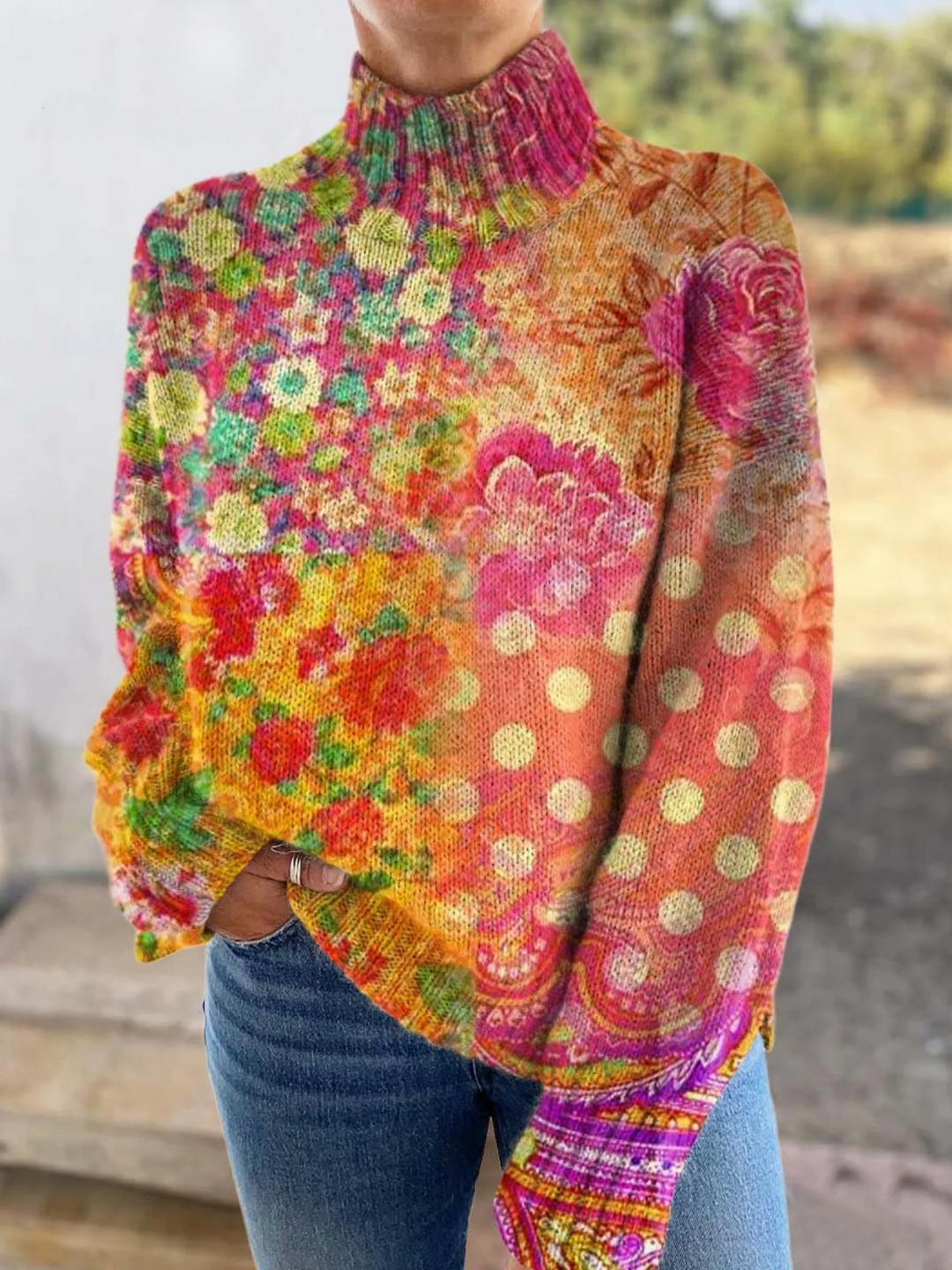 Adeline | Pull élégant à pois floraux