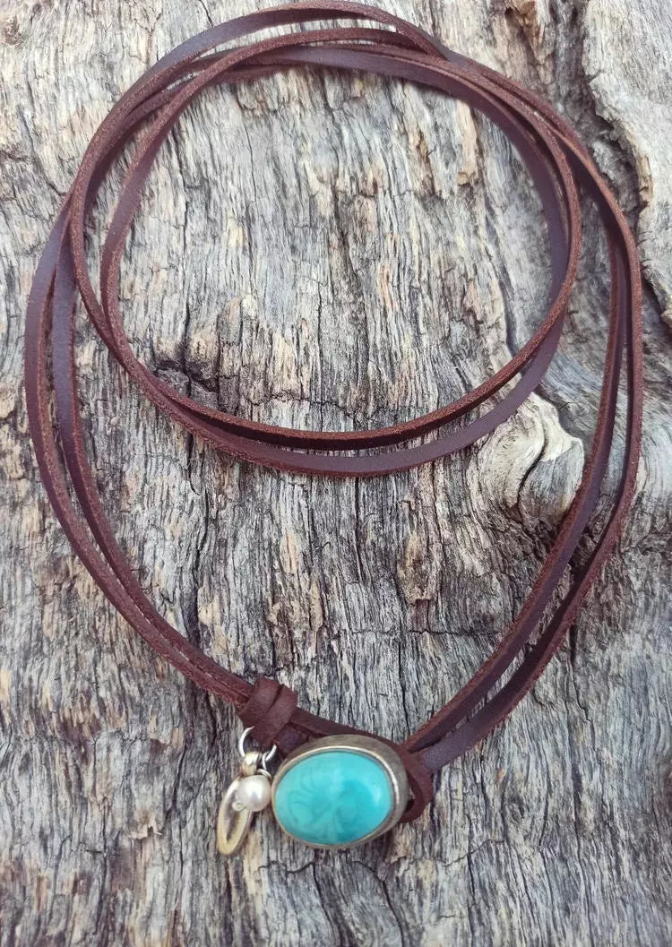 Vintage Turquoise Pearl Multi Layered Necklace