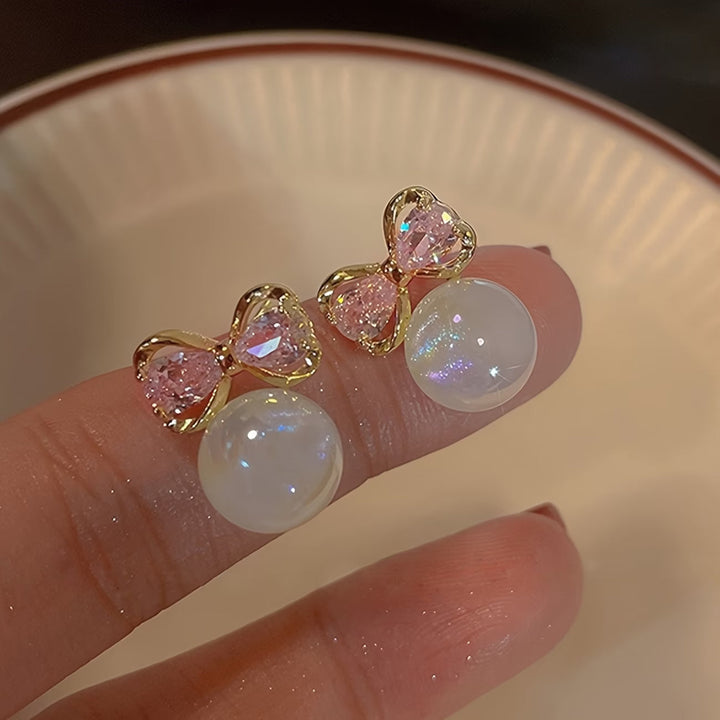Elegant Bowtie Pearl Earrings