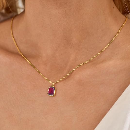 Paperclip Layered Ruby Necklace | Gold