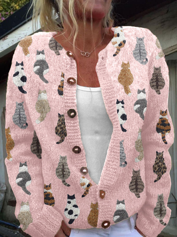 Charlotte™ | Cosy Cat Print Cardigan