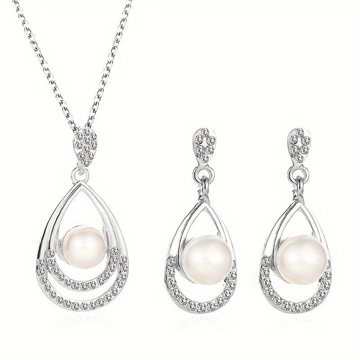 Encircled Pearl Drop Jewelry Set