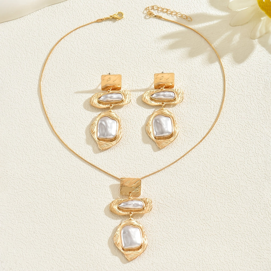 Elegant Pearl Mosaic Jewelry Set