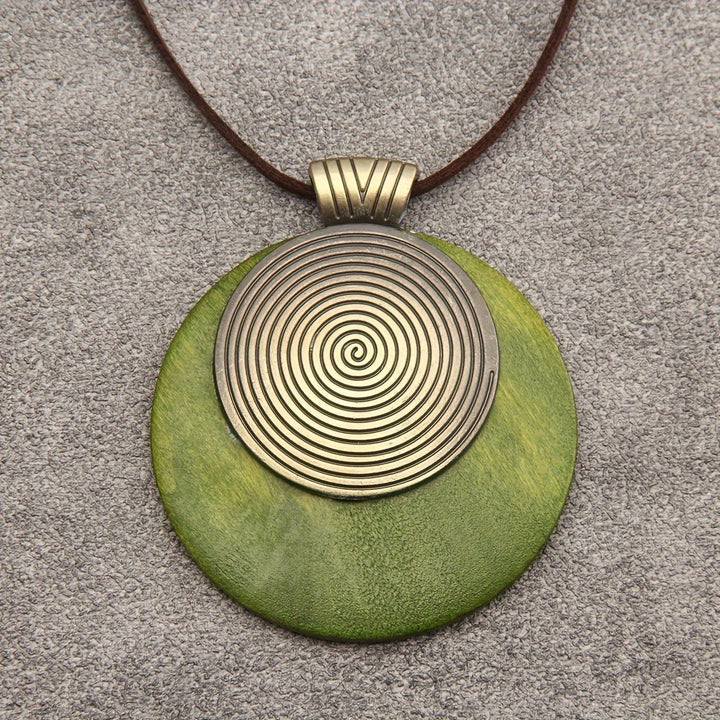Bohemian Retro Style Spiral Medallion Pendant Long Necklace