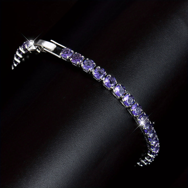 Elegant Boho Purple Zirconia Crystal Tennis Bracelet